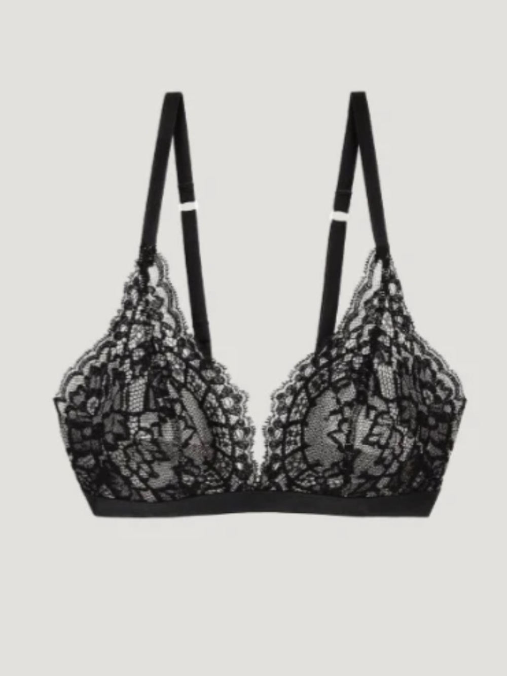 NWT Wolford Belle Fleur Scalloped Lace Bralette Black Size XL